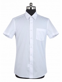 男式短袖白色竖条纹衬衫