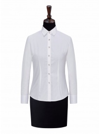 女式长袖白色竖条纹衬衫