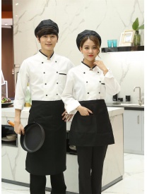厨师服黑白领 白色