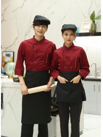 厨师服双条兜 红色