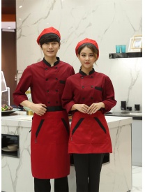 厨师服红衣黑领 红色