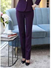 女式短款三粒扣西装配套西裤 紫色